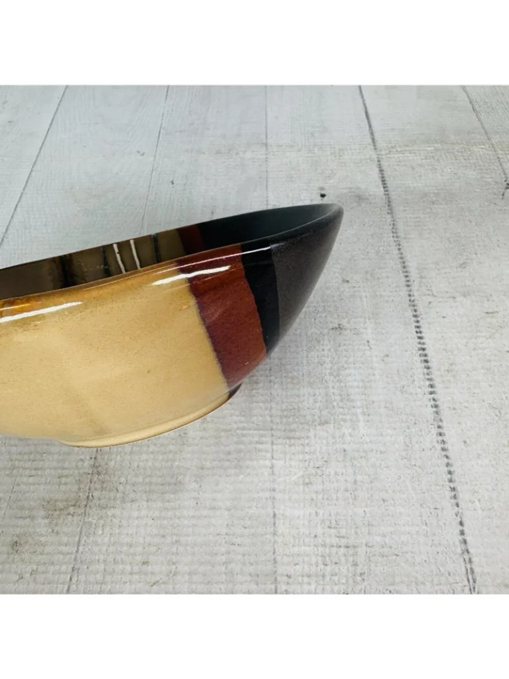 Home Trends BAZAAR BROWN Square Strips Stoneware 6 7/8
